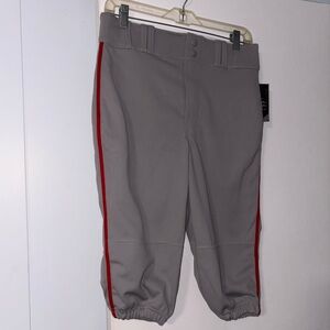 Kids Grey Athletic Pants with Red Side Stripe